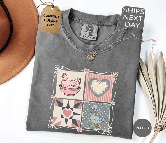 Vintage Inspired Tee, Comfort Colors® Grandma Core Shirt, Thrifted Shirt, Hen in Nest