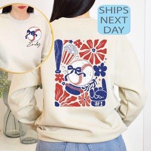 Custom Baseball Sweatshirt, Baseball Mom Sweatshirt, Baseball Sister Sweatshirt, Personalized Baseball Fan Hoody, Floral Baseball Lover Gift