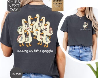 Comfort Colors Just A Teacher Goose Shirt, Funny Teacher T-Shirt, First Day Of School Tee