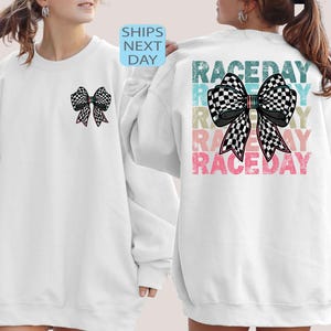 Race Day Sweatshirt, Racing Sweatshirt, Checkered Racing Lover Shirt, Race Car Lover Gift, Race Season, Race Fan Gift, Racer Hoodie