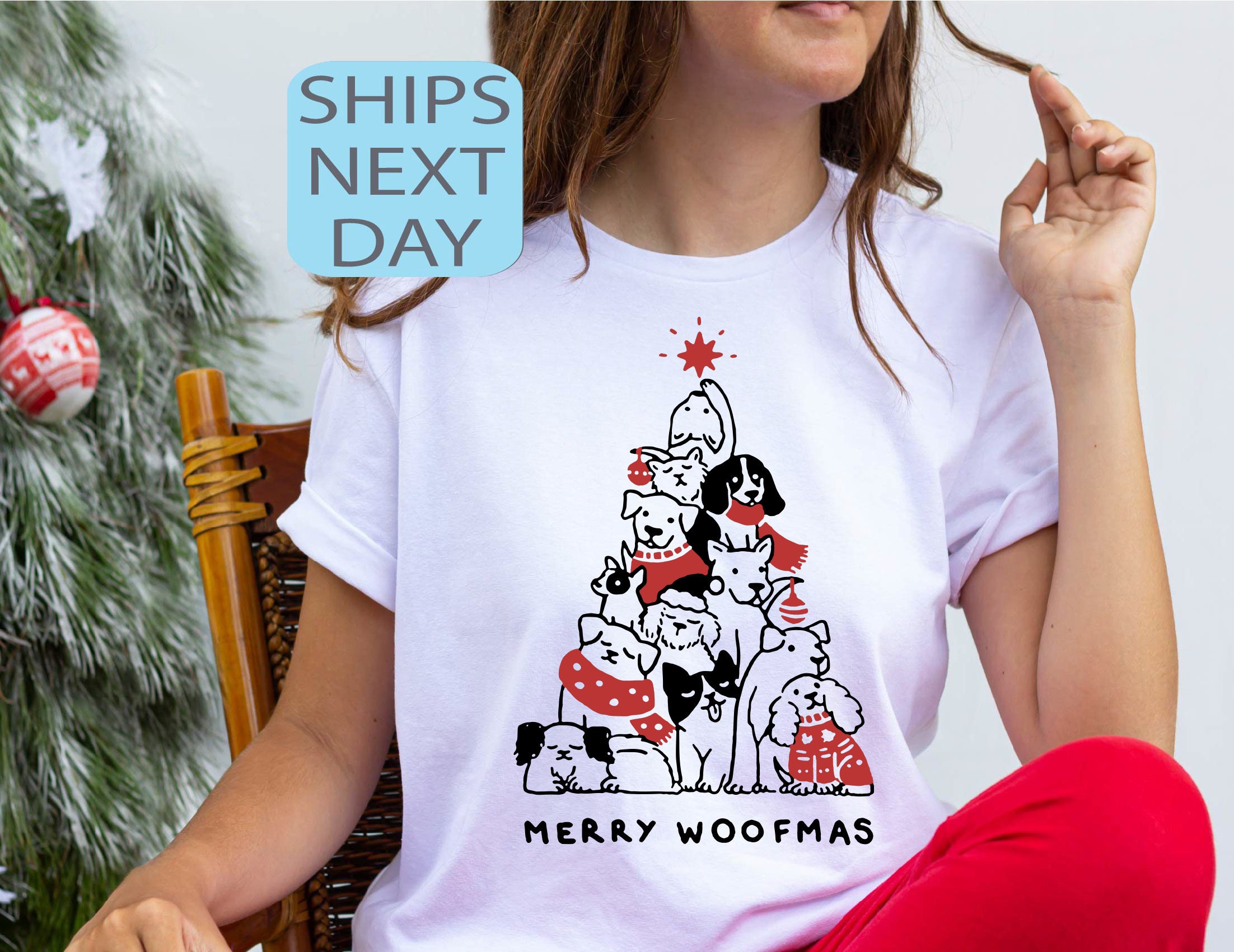 Discover Funny Dog Sweatshirt, Merry Woofmas Sweatshirt, Christmas Dog Tree Sweatshirt