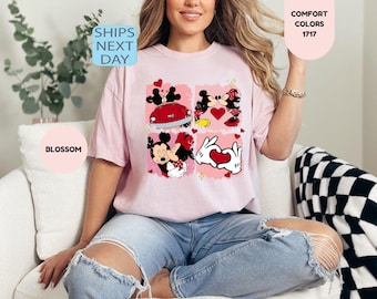 Camiseta Comfort Colors® de Mickey y Minnie para San Valentín, camiseta de Feliz Día de San Valentín, camiseta de Disneyland para San Valentín