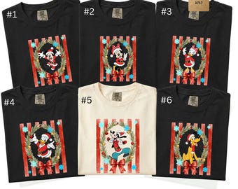 Comfort Colors Christmas Mickey And Friends Tee, Disney Family Christmas Matching Shirt, Disneyland T-Shirt
