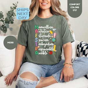 Comfort Colors Teacher Shirt, Maestra Shirt, Dual Language Crew, Spanish Teacher, Maestra Bilingue, School Vibes Tee, Back To School T-shirt