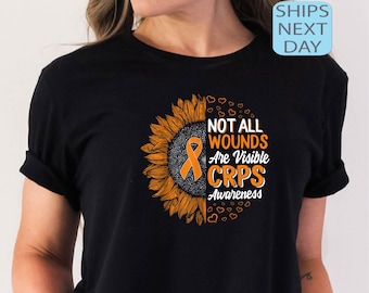 CRPS Awareness T-Shirt, Orange Ribbon for Women, Awareness Ribbon Sweatshirt, Complex Regional Pain Syndrome Shirt, Sunflower Graphic Shirt