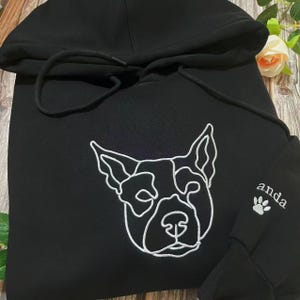 Custom Embroidered Dog Hoodie,Personalised one-line Pet Sweatshirt,Dog Mom Sweater,Cat Sweater,Custom Gifts For Dog Owners, Christmas Gift