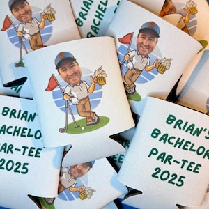 Personalized Face Golf Bachelor Birthday Party Can Cooler: Par-Tee Favor image 1