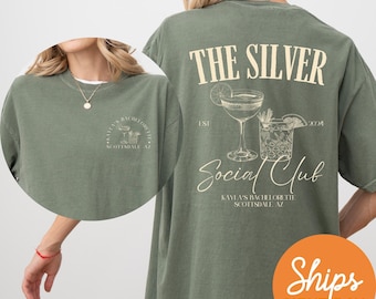 Social Club Bachelorette Shirts, Luxury Bachelorette Party Shirts, Cocktail Bachelorette Shirts, Custom Front & Back Print, Comfort Colors