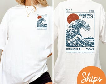 Hokkaido Wave Shirt, Retro Japanese Surf Graphic Tee, Summer T Shirt