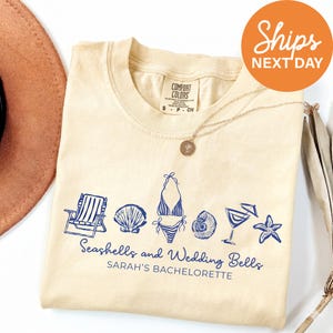 Coastal Bachelorette Shirt, Seashells Wedding Bells, Custom Beach Bach Tee, Bridal Party Gift