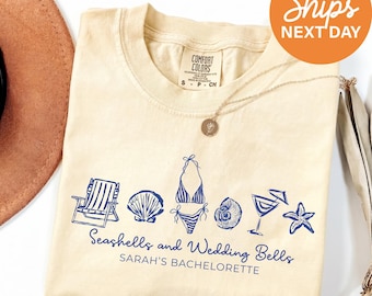 Coastal Bachelorette Shirt, Seashells Wedding Bells, Custom Beach Bach Tee, Bridal Party Gift