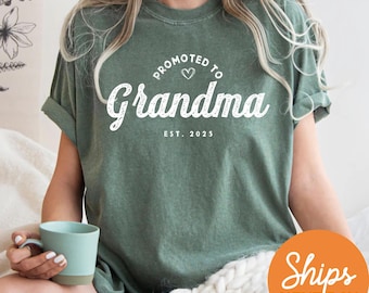 Camiseta "Ascendida a abuela", Camiseta "Nueva abuela", "Abuela desde 2025", Camiseta para revelar el sexo del bebé, Regalo para anunciar el embarazo a la abuela, Camiseta "Abuela desde 2025"