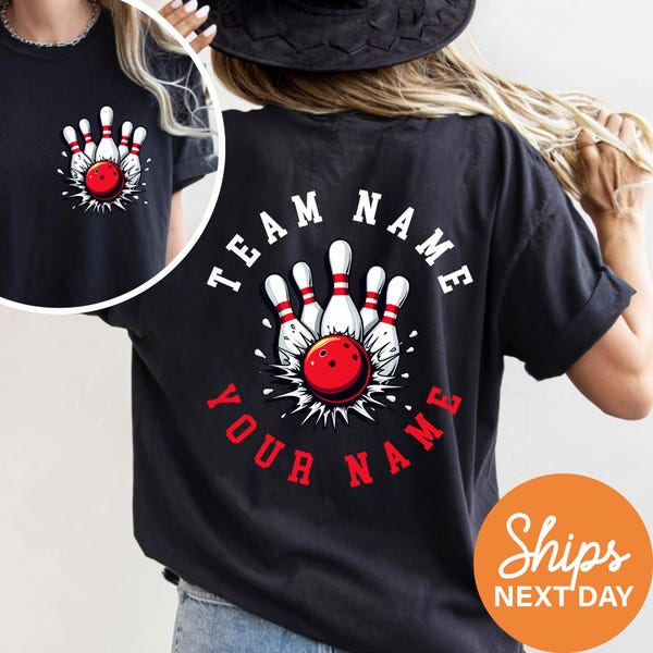 Custom Bowling Shirt, Personalized Bowling Team Name Shirt, Retro Bowling T Shirt, Bowling Party Shirts, Bowling Pin Shirt, Bowling Ball Tee