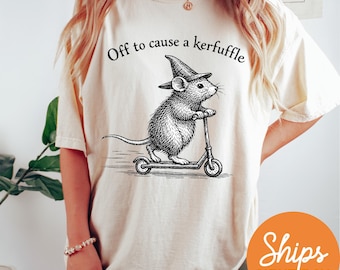 Off To Cause A Kerfuffle Comfort Colors Shirt, Funny Scooter Shirt, Silly Animal Mental Health Tee, Adult Humor Sarcastic T-Shirt