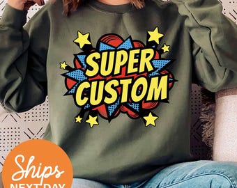Personalized Superhero Sweatshirt, Superhero Birthday Sweatshirt, Custom Birthday Crewneck, Superhero Dad Hoodie, Custom Dad Sweatshirt