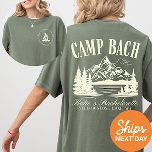 Vintage Camp Bachelorette Shirt, Custom Camping Bachelorette Shirts, Outdoor Mountain Bride Tee, Retro Lake Themed Bridal Party, Hiking Bach