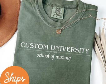 Custom College Comfort Colors® Shirt, Personalized University and College Program Shirt, Matching College Shirts, Custom Graduation Shirts
