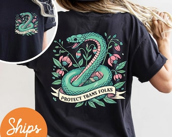 Camiseta "Protege a las personas trans", "Protege los derechos trans", "Los derechos trans son derechos humanos", "Protege a los jóvenes trans", "Protege a los niños trans", "Vota por los derechos trans"