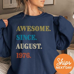 50th Birthday Sweatshirt, 1976 Birthday Gift, Awesome Since 1976, Retro Hoodie, Milestone Jumper