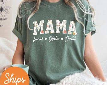 Mama Floral Shirt, Personalized Mom Shirt With Kids Names, Custom Kid's Names Mom Shirt, Custom Mom Shirt With Kids Names, Mothers Day Shirt