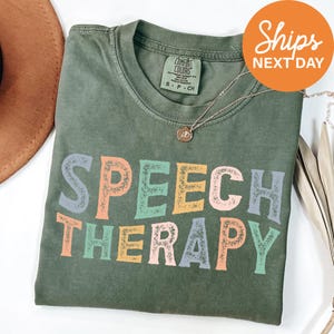 a t - shirt with the words speech therapy on it