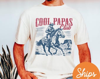 Cool Papas Club T-Shirt, Cowboy Shirt, Funny Papa Shirt, Gift for Grandpa, Father's Day Gift, Pawpaw Gifts, Grandfather To Be Gift