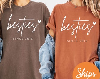 Camiseta personalizada "Mejores amigas desde", camiseta personalizada para mejores amigas, conjunto para viaje de mejores amigas, camisetas a juego para mejores amigas, lindo regalo de cumpleaños para mejores amigas, camiseta para mejores amigas