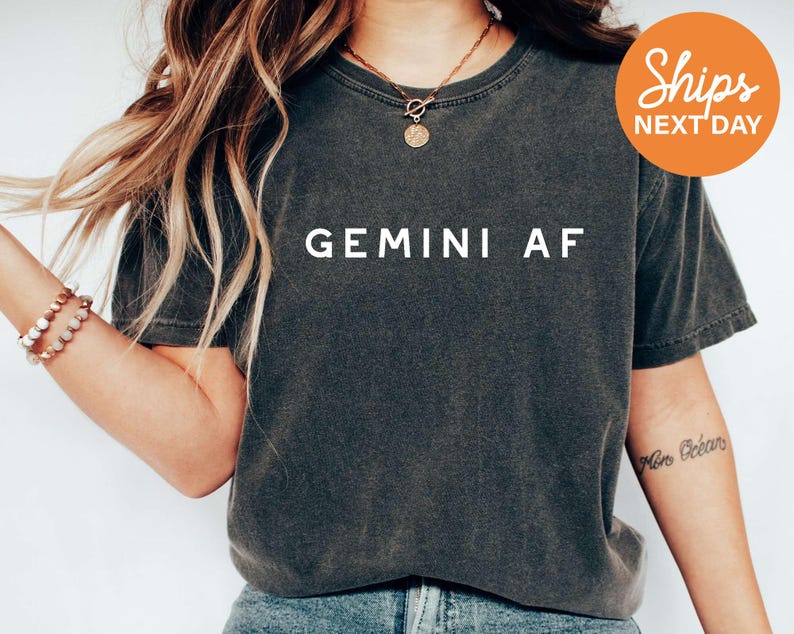Gemini AF Shirt | Gemini Shirt | Gemini Sign Tshirt | Gemini Gifts | Gemini Birthday Gift | Zodiac Shirt | Astrology Shirt image 1
