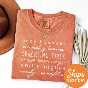 Cozy Fall Shirt, Autumn Vibes Tee, Comfy Sweaters, Typography Top, Comfort Colors, Thanksgiving Gift