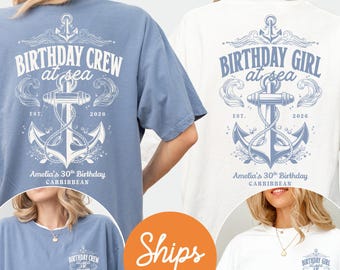 Custom Birthday Cruise Shirt, Matching Squad Tee, Vintage Nautical Top, Comfort Colors Trip Gift