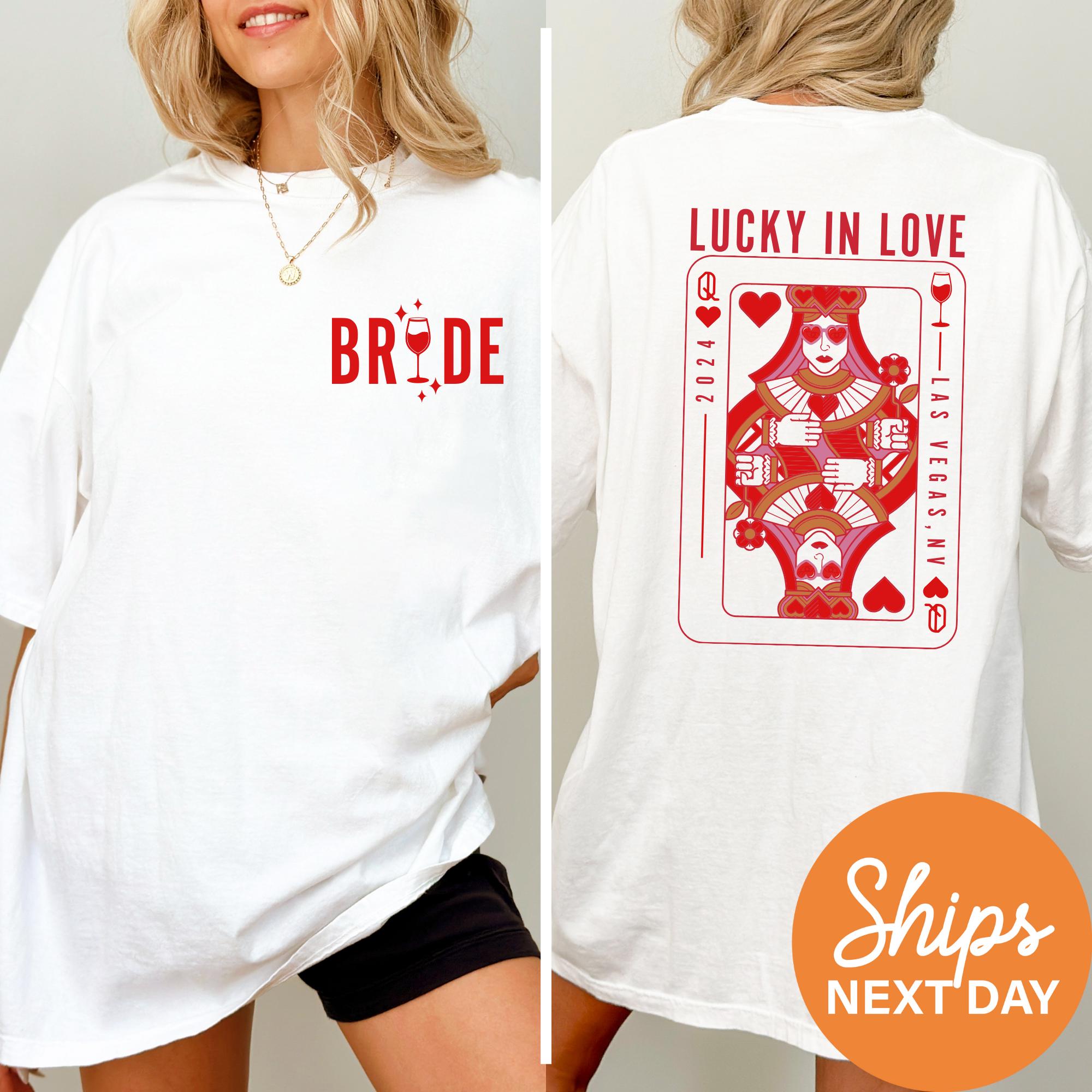Las Vegas Bachelorette Shirts, Casino Bach Trip Shirt, Lucky In Love, Custom Location Bachelorette Party Shirts, Poker Dice Bride Babe Shirt