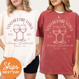 Wine Bachelorette Shirts, Custom Bachelorette Party Shirts, Vino Before Vows, Personalized Bach Tees, Winery Bachelorette, Vineyard Bach