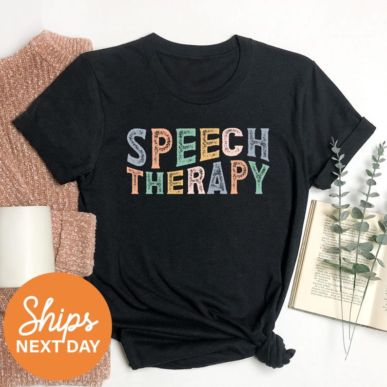 a t - shirt with the words speech therapy on it