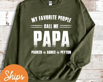 Sweat papy personnalisé avec prénoms d'enfants, sweatshirt papa personnalisé avec prénom de petits-enfants, cadeau fête des pères personnalisé, cadeau fête des grands-parents