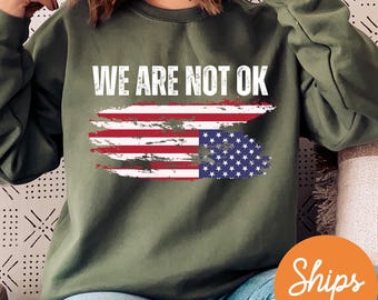 Anti Trump Upside Down Flag Sweatshirt: Protest Political Crewneck