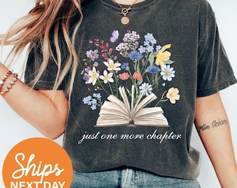 Just One More Chapter T Shirt, Bookish Merch, Reading T-Shirt, Literature Shirt, Book Lover Gift, Comfort Colors Book Shirt, Librarian Shirt