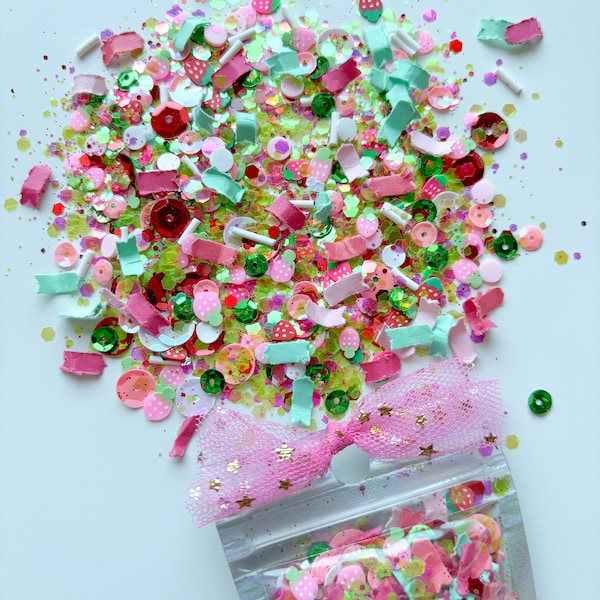 Confetti Glam - Steawberry  Confetti - Strawberry Confetti glam - Handmade Confetti  - Glitter Confetti - Flatly Confetti - Party Confetti -