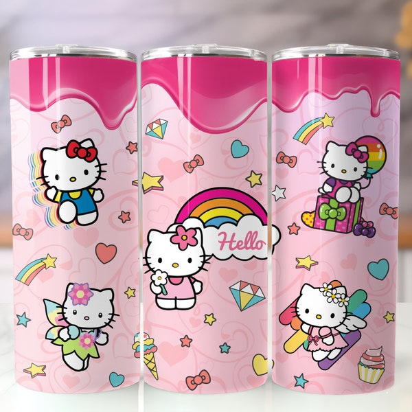 Tumbler or Hello Kitty sublimation transfer, sublimation transfer for 20 ounce tumbler, tumbler, ready made tumbler