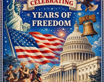 アメリカ建国250周年記念ポスター 1776-2026 愛国的な壁掛けアート 自由の鷲 花火