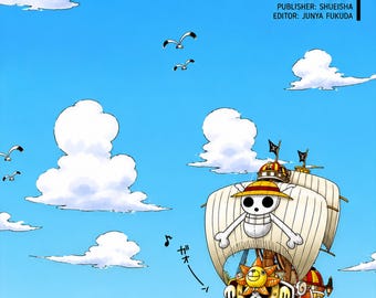 Anime-poster uit één stuk, Going Merry Ship muurkunstprint, Blue Ocean-mangadecor, poster piratenavontuur