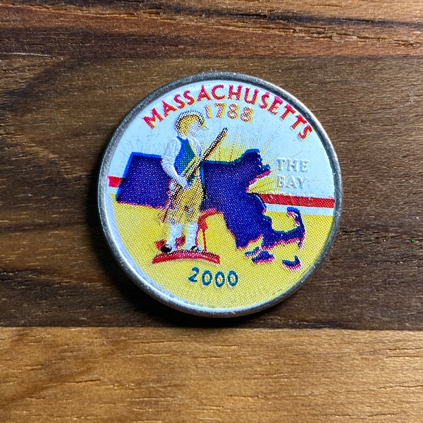 2000 P colorized Massachusetts State quarter