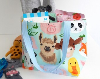 Kids Shoulder mini Animal Friends Fun Fabric Print - Little Girl or Boys Birthday / Christmas Present