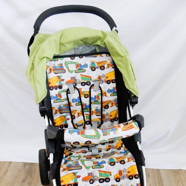 Pram Liner, Strap Cover and Velcro Bar Cover Options (Padded & Cotton Outer) Baby and Kids:  Off to Work! Print