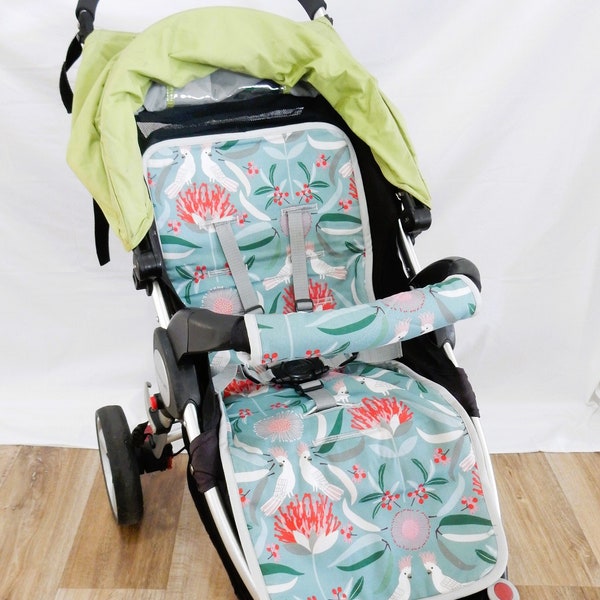 Pram Liner, Strap Cover and Velcro Bar Cover Options (Padded & Cotton Outer) Baby and Kids: Cocky and Friends Native Print