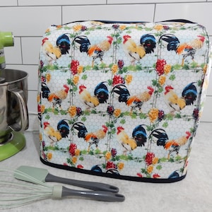 Kitchenaid Mixer (Standard height) Cover Padded and Double Lined: Rooster Blues