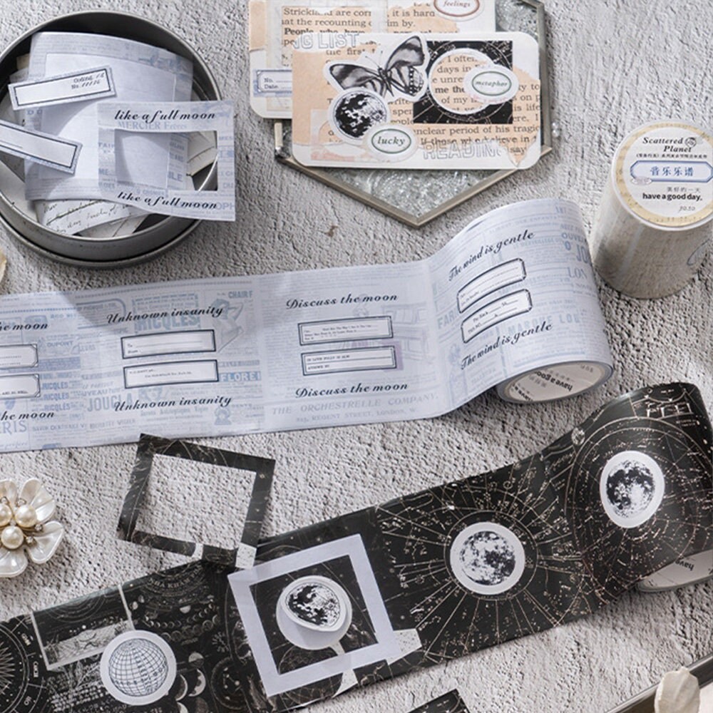 Moon and Stars Washi Tape, Celestial Washi Tape, Full Roll - CWWTS-16