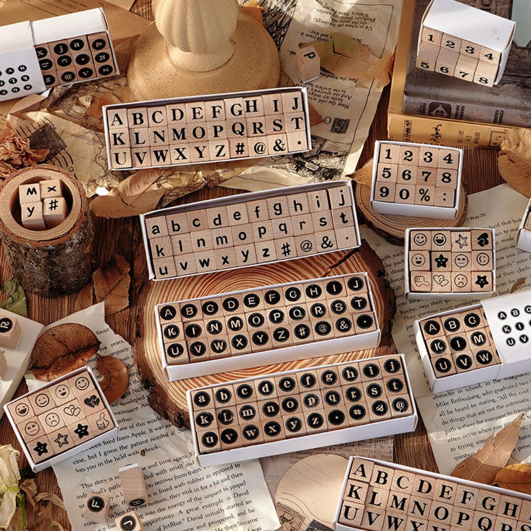 Number Stamp Set,wooden Alphabet Stamps Set,wood Box Letter Seals