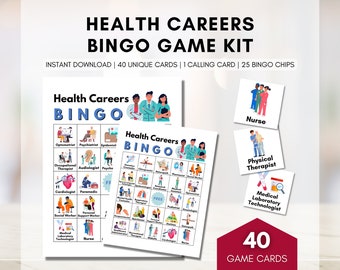 Health Careers Bingo Game, Allied Health, Medical Health Professions, Education, Workshop, Classroom Learning Activity (Digital Printable)