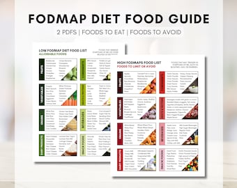 FODMAP Diet Food Guide, FODMAP Grocery List, IBS Food List, Low Fodmap Food Chart, Nutrition Dietitian Worksheet (Digital Printable)