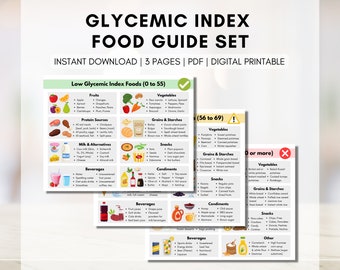Glycemic Index Food Guide, Diabetes Meal Planning, Low Glycemic Food List, Nutrition Blood Sugar, Type 2 Diabetes (Digital Printable)